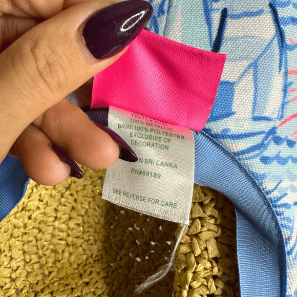 LILLY PULITZER Sea to Shining Sea Beach Hat Floppy straw packable - Picture 4 of 4